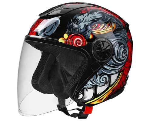 LS699-half face red lion -1