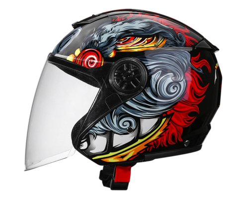 LS699-half face red lion -2